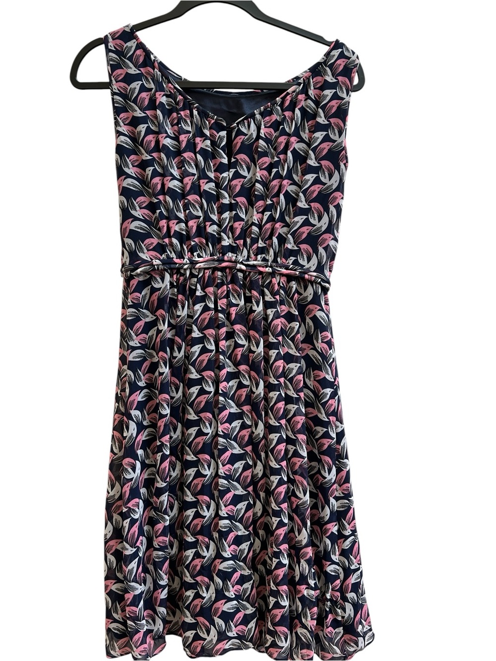 Boden 4P Petite Navy Pink Abstract Print Fit & Flare Feminine Whimsical British - Picture 3 of 7